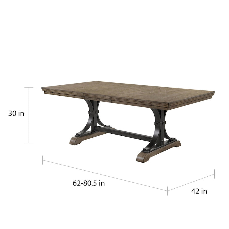 Ensemble de salle à manger 7 pièces Roundhill Furniture Birmingham Driftwood (table et chaises à tête cloutée).