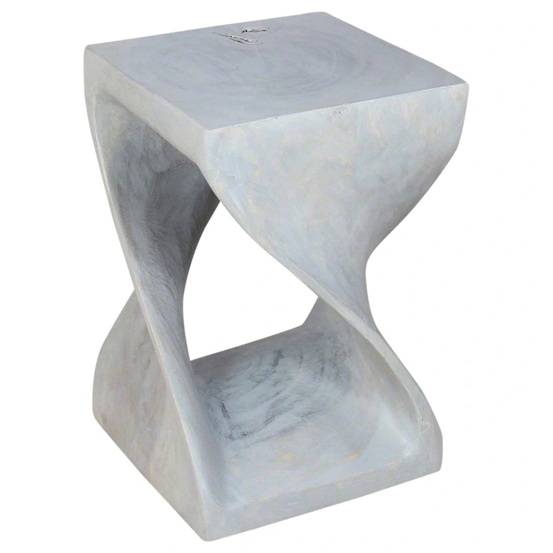 Tabouret Haussmann Original Wood Twist 12 x 12 x 18 po, finition gris huilé