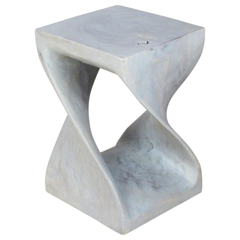 Tabouret Haussmann Original Wood Twist 12 x 12 x 18 po, finition gris huilé