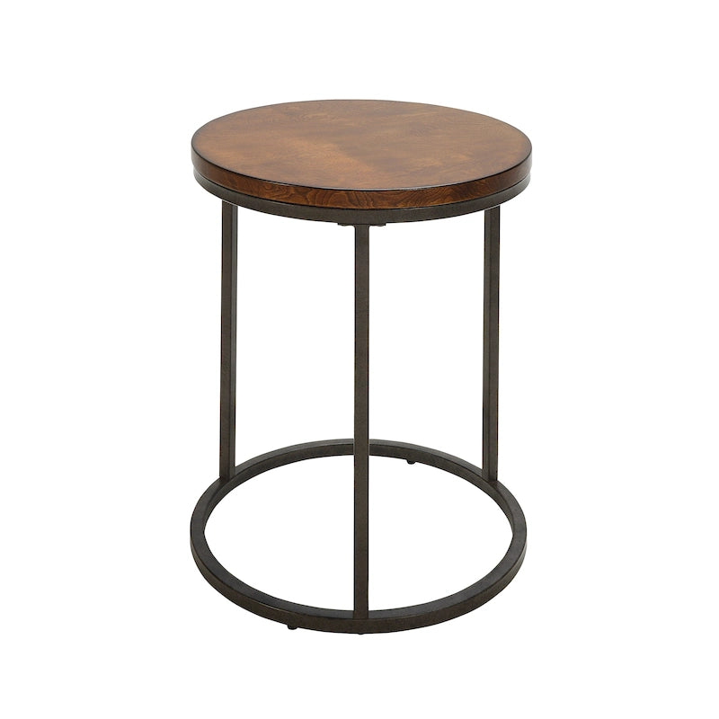 Table d'appoint ronde Carolina Living Orson 18 - Châtaignier/Style industriel