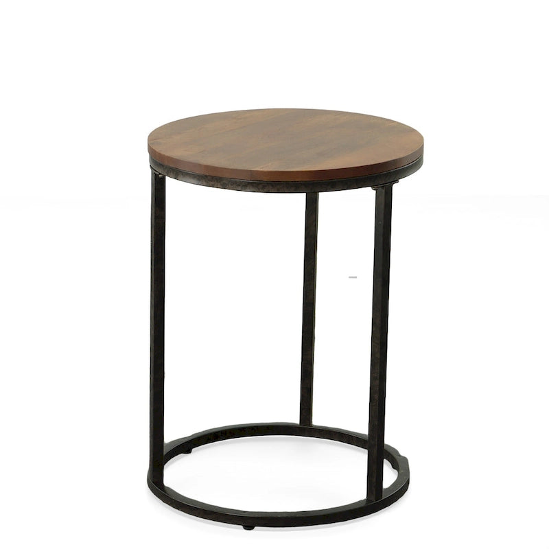 Table d'appoint ronde Carolina Living Orson 18 - Châtaignier/Style industriel