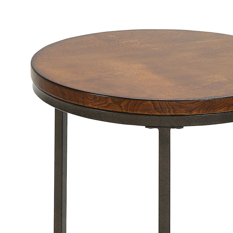 Table d'appoint ronde Carolina Living Orson 18 - Châtaignier/Style industriel