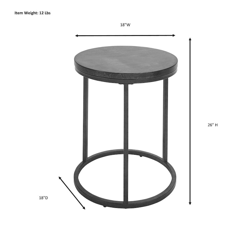 Table d'appoint ronde Carolina Living Orson 18 - Châtaignier/Style industriel