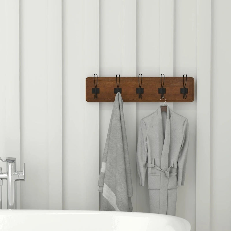 Étagère murale de rangement avec étagère supérieure et crochets de rangement