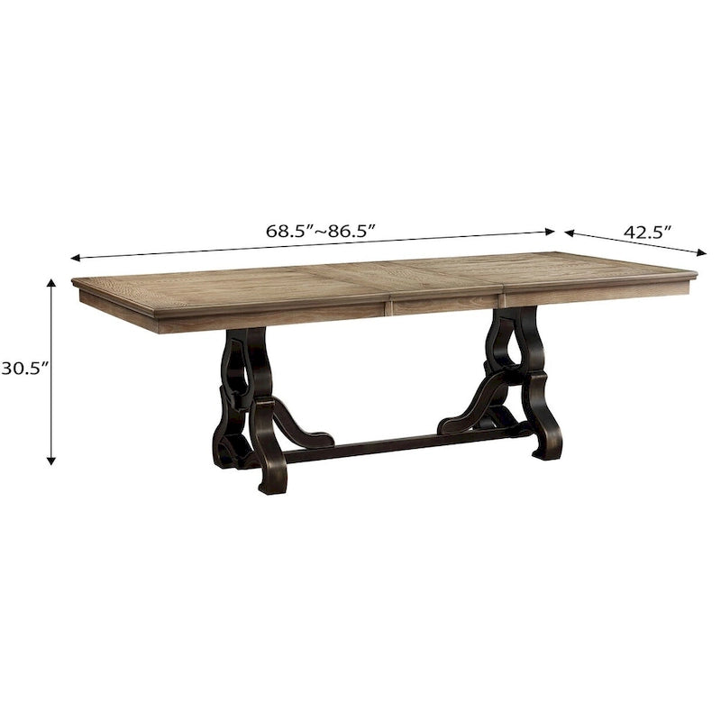 Table de salle à manger Cunningham en érable et noir avec rallonge amovible