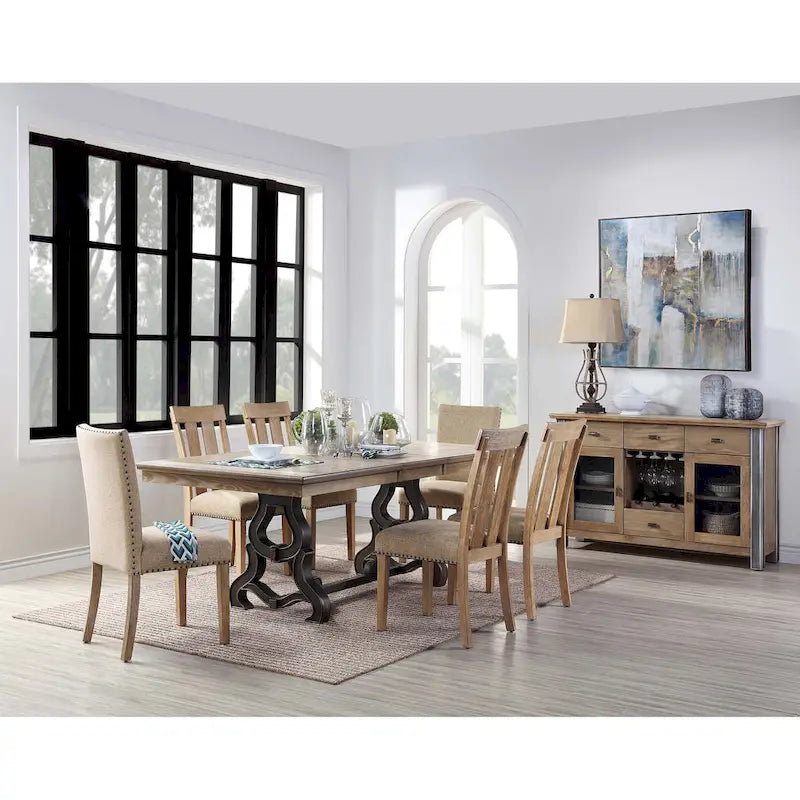 Table de salle à manger Cunningham en érable et noir avec rallonge amovible