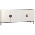 Buffet contemporain Cordilia 79 pouces en pin blanc recyclé et fer, 4 portes