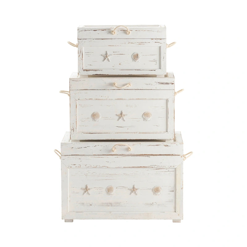 Ensemble de trois malles de plage - 28,5 x 17 x 19,5 cm, 24,5 x 14 x 14,75 cm, 20,75 x 10,75 x 11,25 cm
