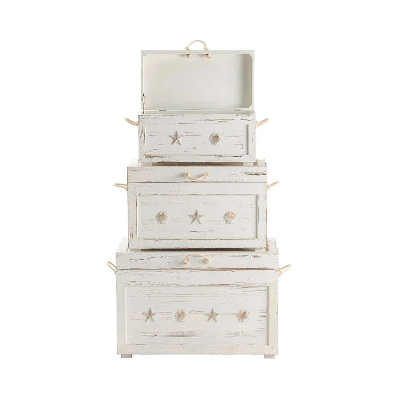 Ensemble de trois malles de plage - 28,5 x 17 x 19,5 cm, 24,5 x 14 x 14,75 cm, 20,75 x 10,75 x 11,25 cm