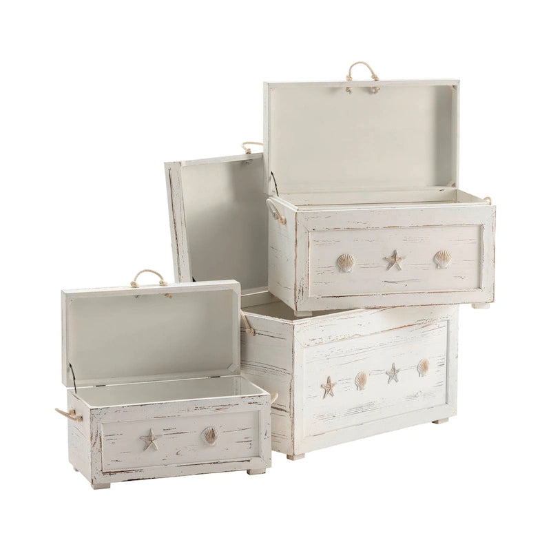 Ensemble de trois malles de plage - 28,5 x 17 x 19,5 cm, 24,5 x 14 x 14,75 cm, 20,75 x 10,75 x 11,25 cm