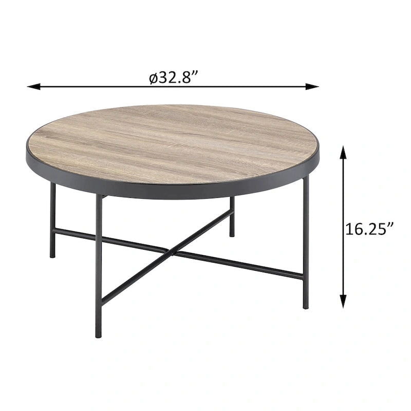 Table basse Xana en chêne gris vieilli et noir