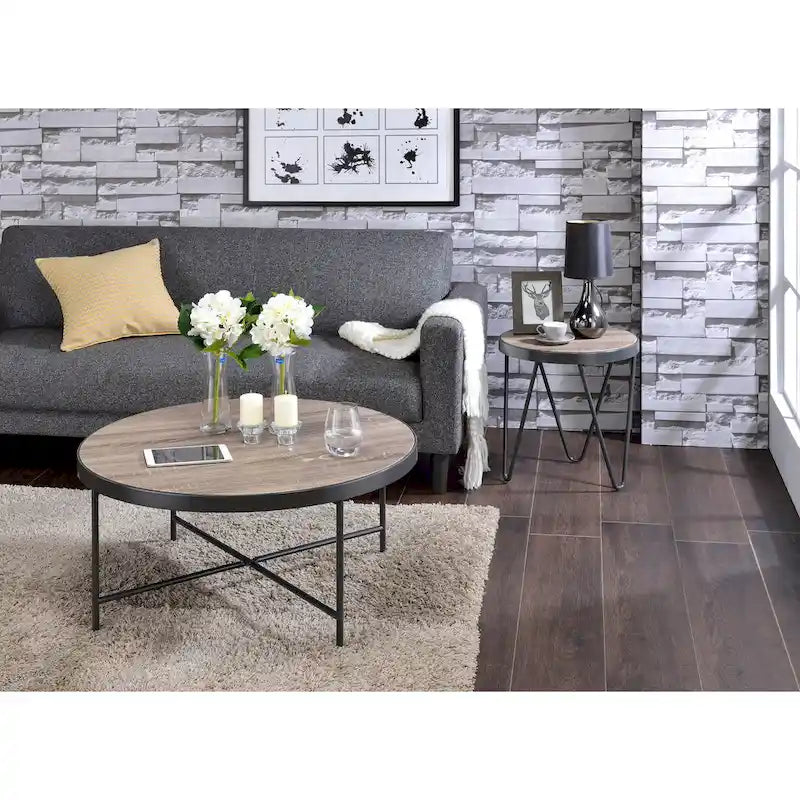 Table basse Xana en chêne gris vieilli et noir