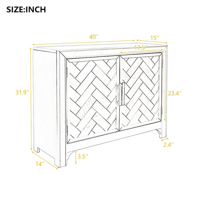 Table console moderne de 40 pouces avec 2 étagères pour salon