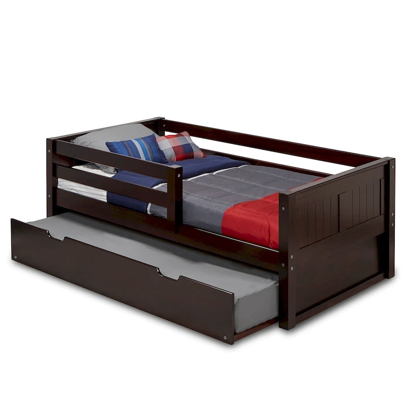 Tête de lit Camaflexi à panneaux - Lit de jour simple avec barrière de sécurité avant et lit gigogne simple