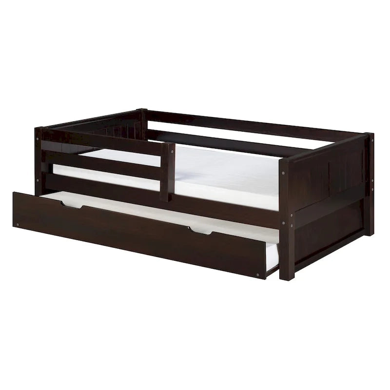 Tête de lit Camaflexi à panneaux - Lit de jour simple avec barrière de sécurité avant et lit gigogne simple