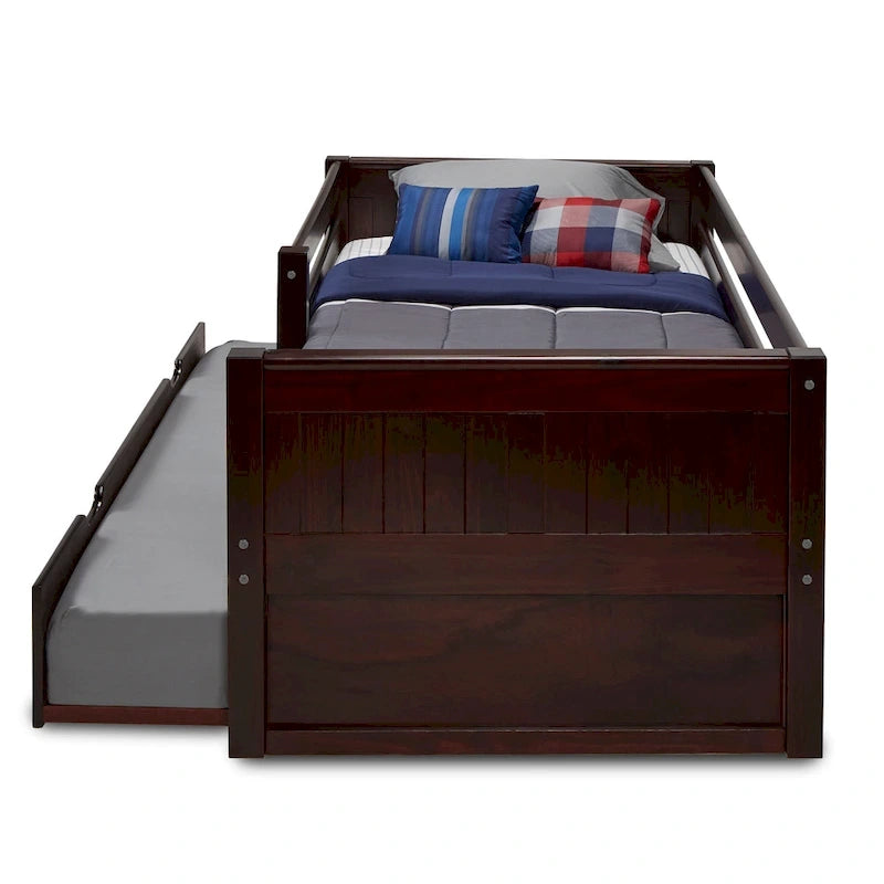 Tête de lit Camaflexi à panneaux - Lit de jour simple avec barrière de sécurité avant et lit gigogne simple