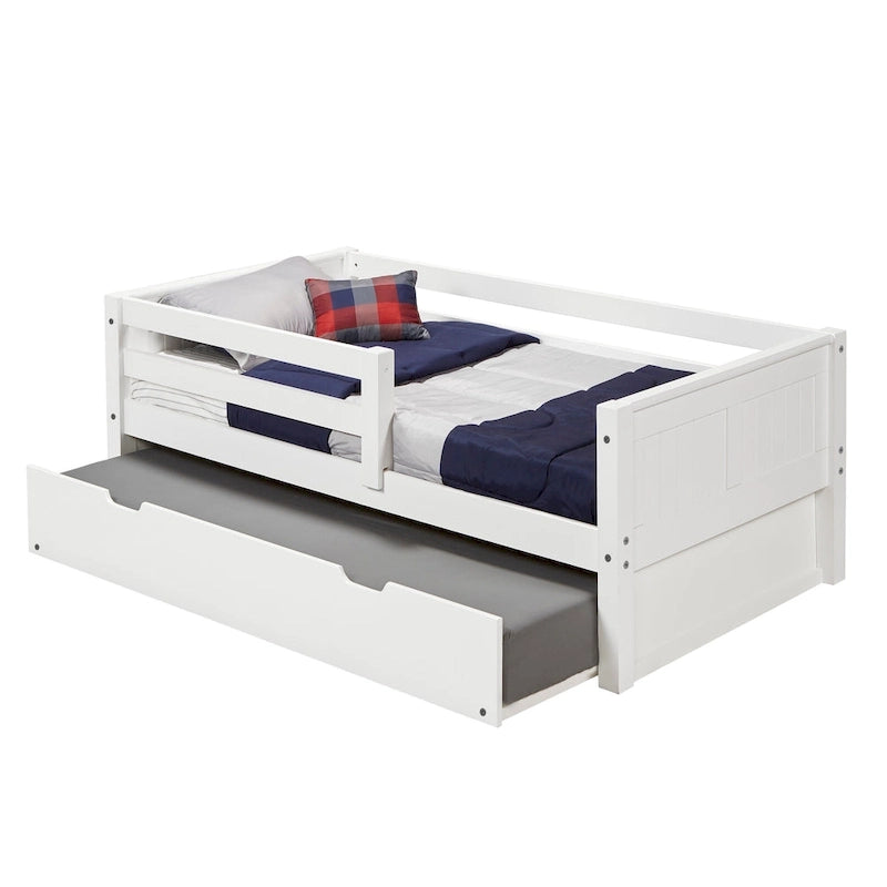 Tête de lit Camaflexi à panneaux - Lit de jour simple avec barrière de sécurité avant et lit gigogne simple