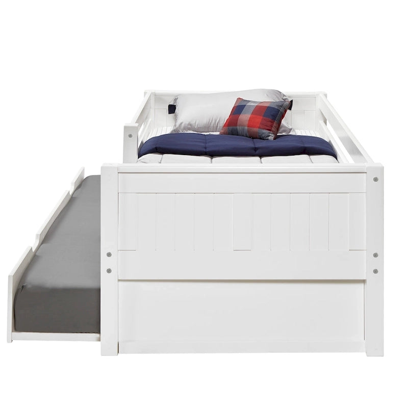 Tête de lit Camaflexi à panneaux - Lit de jour simple avec barrière de sécurité avant et lit gigogne simple