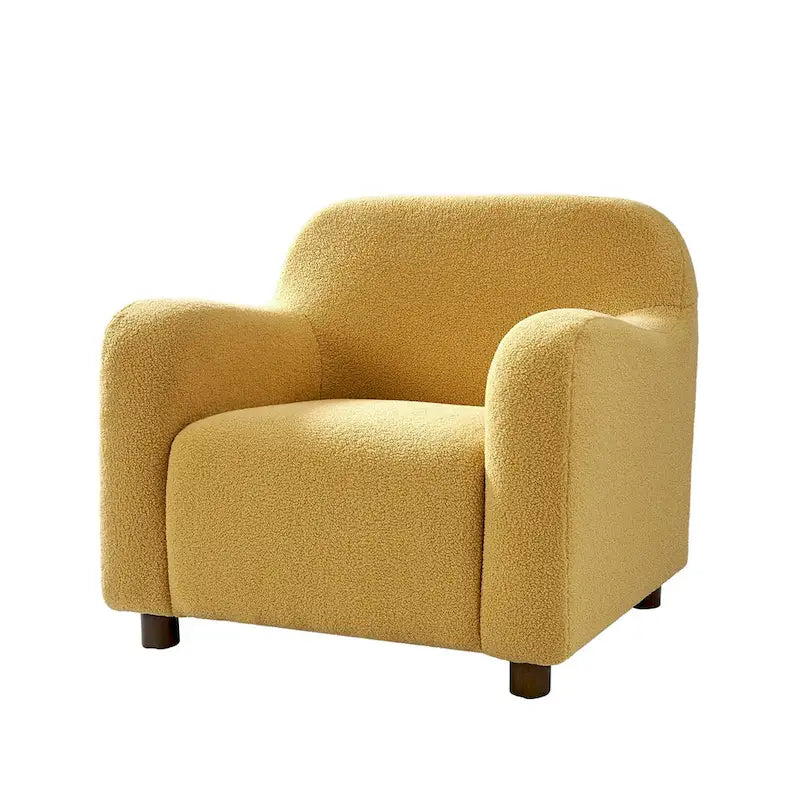 Fauteuil d'appoint Wayne 35 à revêtement bouclé et pieds en bois massif par HULALA HOME