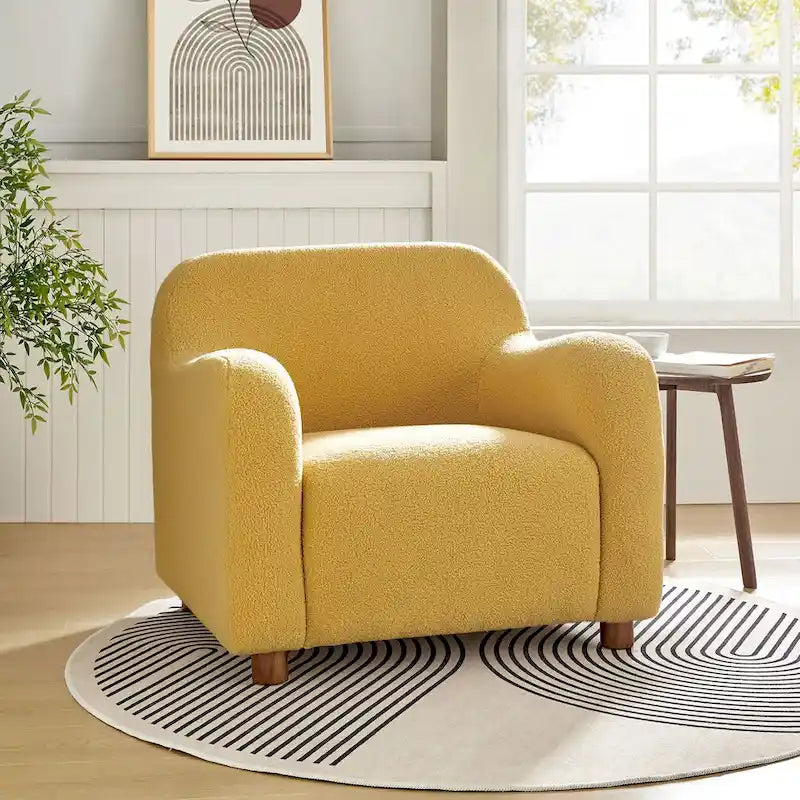 Fauteuil d'appoint Wayne 35 à revêtement bouclé et pieds en bois massif par HULALA HOME