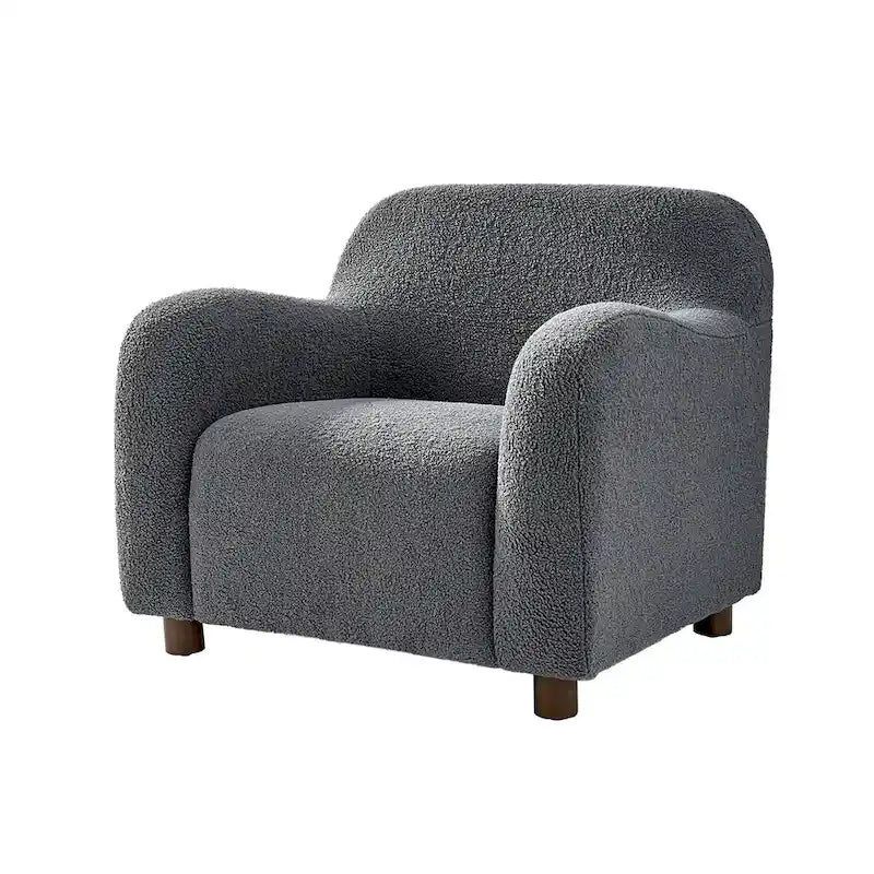 Fauteuil d'appoint Wayne 35 à revêtement bouclé et pieds en bois massif par HULALA HOME