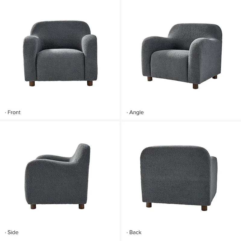 Fauteuil d'appoint Wayne 35 à revêtement bouclé et pieds en bois massif par HULALA HOME