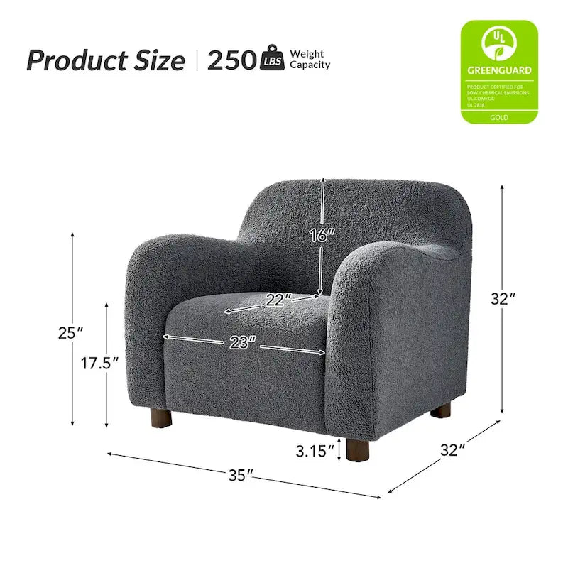 Fauteuil d'appoint Wayne 35 à revêtement bouclé et pieds en bois massif par HULALA HOME