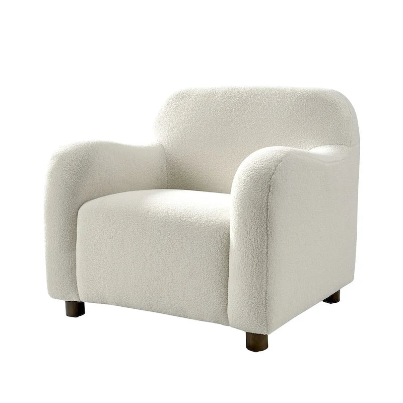 Fauteuil d'appoint Wayne 35 à revêtement bouclé et pieds en bois massif par HULALA HOME