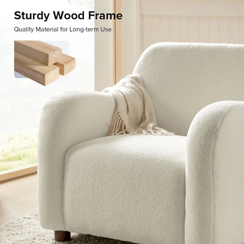 Fauteuil d'appoint Wayne 35 à revêtement bouclé et pieds en bois massif par HULALA HOME
