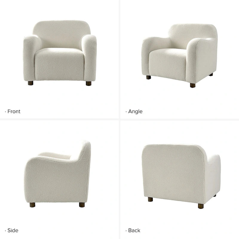 Fauteuil d'appoint Wayne 35 à revêtement bouclé et pieds en bois massif par HULALA HOME