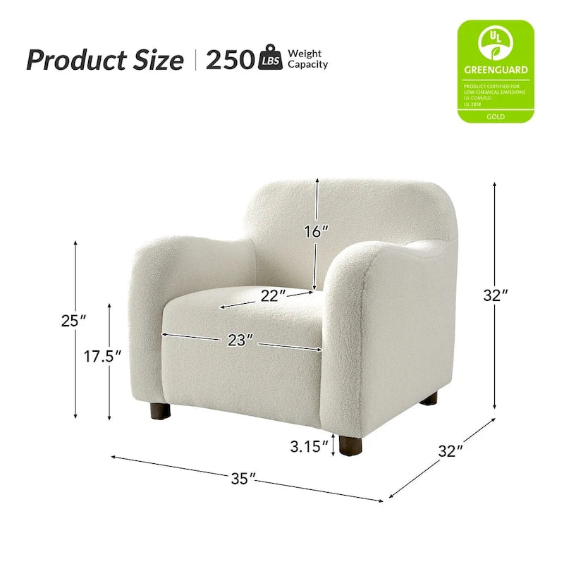 Fauteuil d'appoint Wayne 35 à revêtement bouclé et pieds en bois massif par HULALA HOME