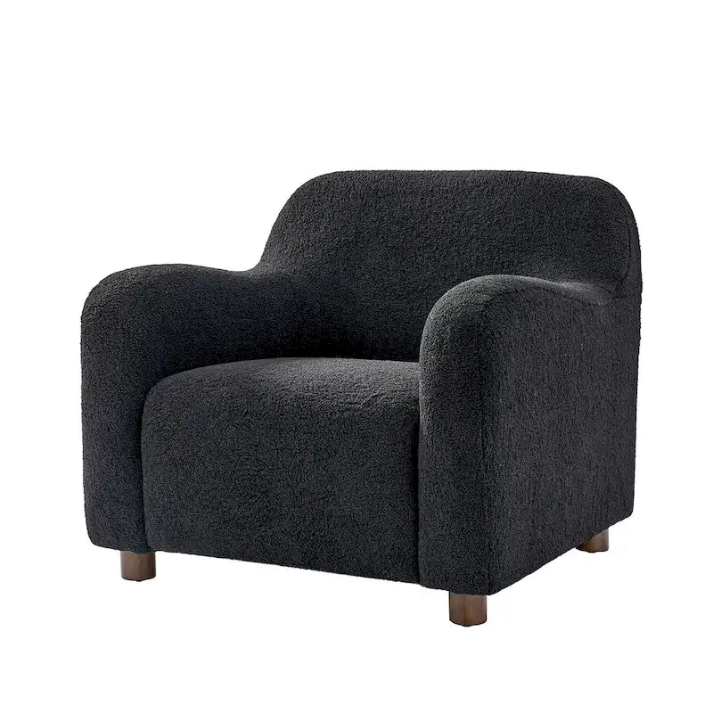 Fauteuil d'appoint Wayne 35 à revêtement bouclé et pieds en bois massif par HULALA HOME