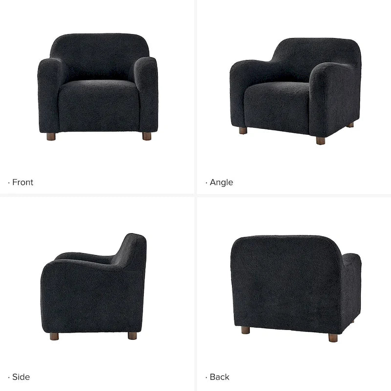 Fauteuil d'appoint Wayne 35 à revêtement bouclé et pieds en bois massif par HULALA HOME