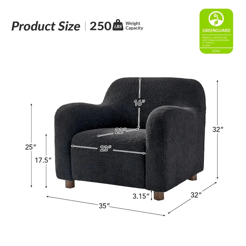 Fauteuil d'appoint Wayne 35 à revêtement bouclé et pieds en bois massif par HULALA HOME