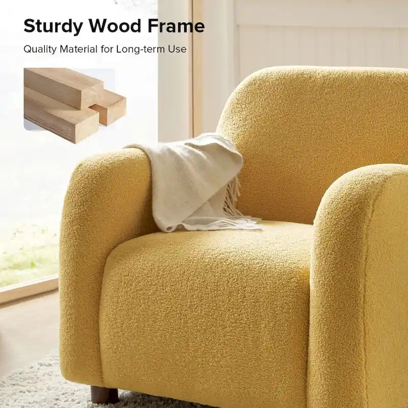 Fauteuil d'appoint Wayne 35 à revêtement bouclé et pieds en bois massif par HULALA HOME