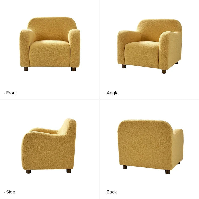 Fauteuil d'appoint Wayne 35 à revêtement bouclé et pieds en bois massif par HULALA HOME