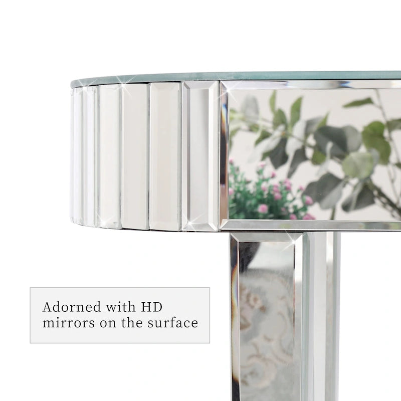 Console miroir, table d'entrée argentée - 120 x 32 x 80 cm