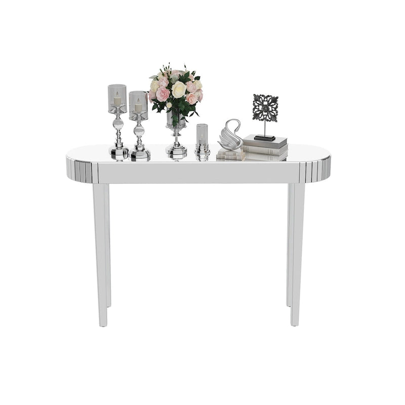 Console miroir, table d'entrée argentée - 120 x 32 x 80 cm