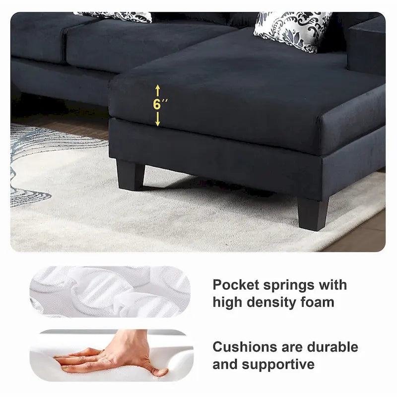 Canapé d'angle moderne en forme de U Merax avec de nombreux coussins inclus