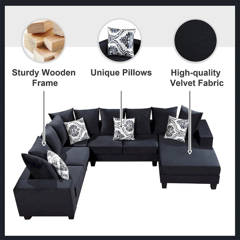 Canapé d'angle moderne en forme de U Merax avec de nombreux coussins inclus