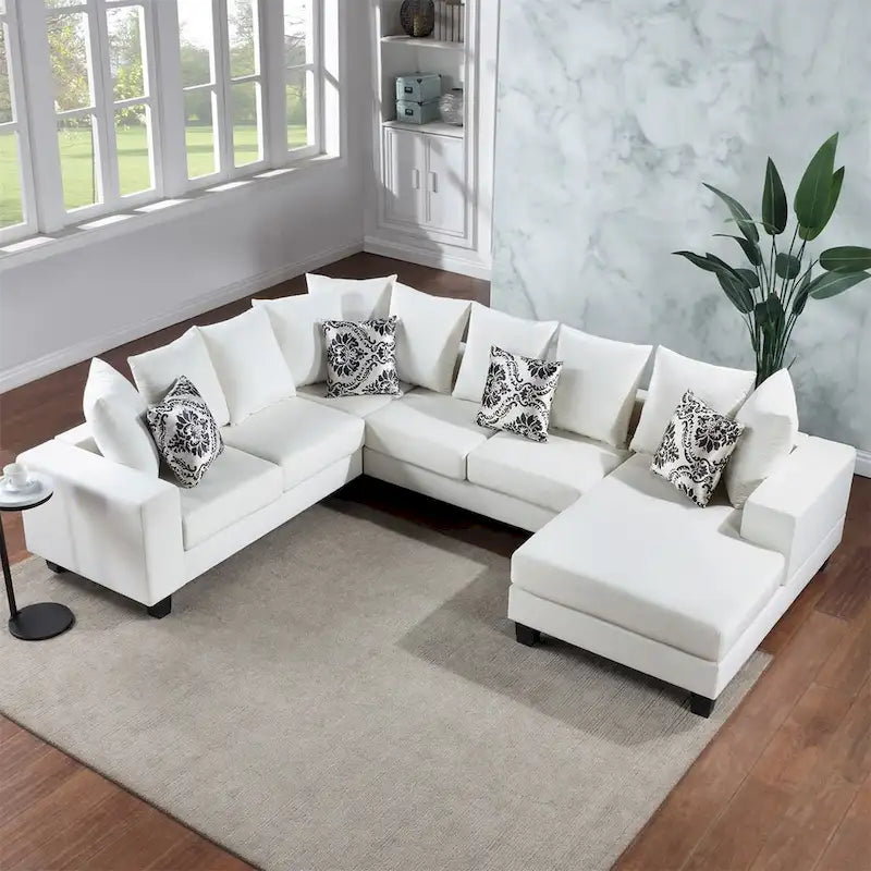 Canapé d'angle moderne en forme de U Merax avec de nombreux coussins inclus