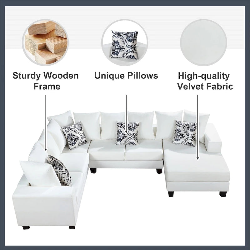 Canapé d'angle moderne en forme de U Merax avec de nombreux coussins inclus