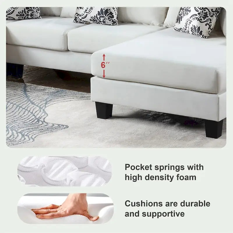 Canapé d'angle moderne en forme de U Merax avec de nombreux coussins inclus