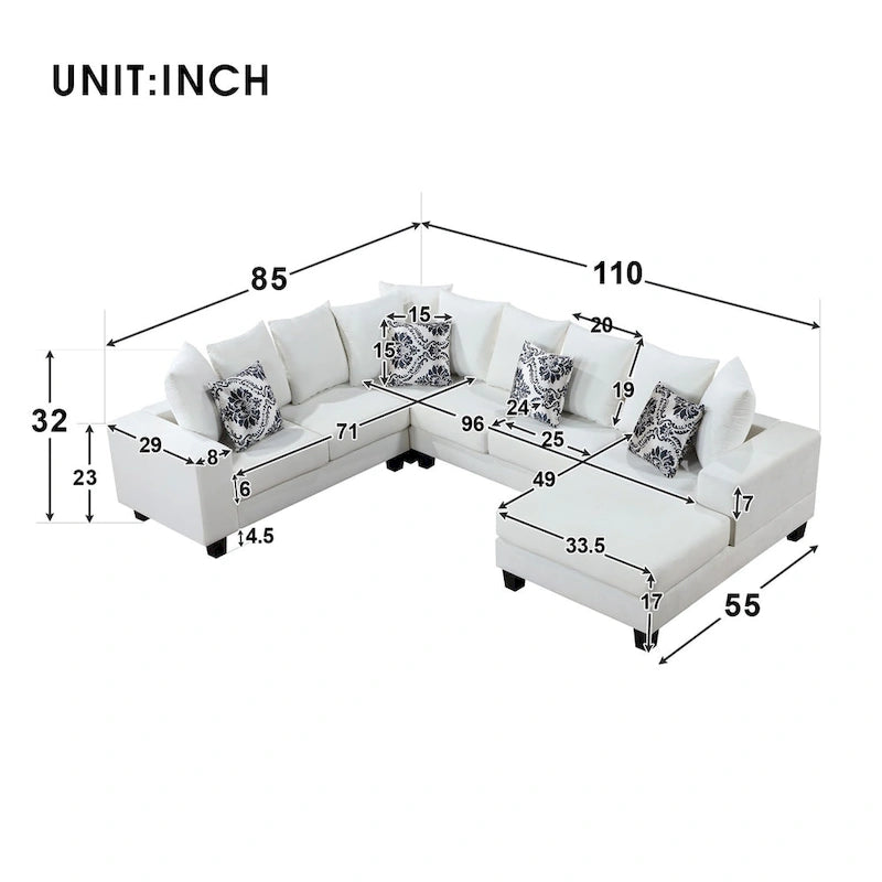 Canapé d'angle moderne en forme de U Merax avec de nombreux coussins inclus