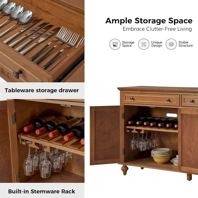 Buffet Ruby 58 traditionnel à 2 tiroirs et étagères réglables par HULALA HOME