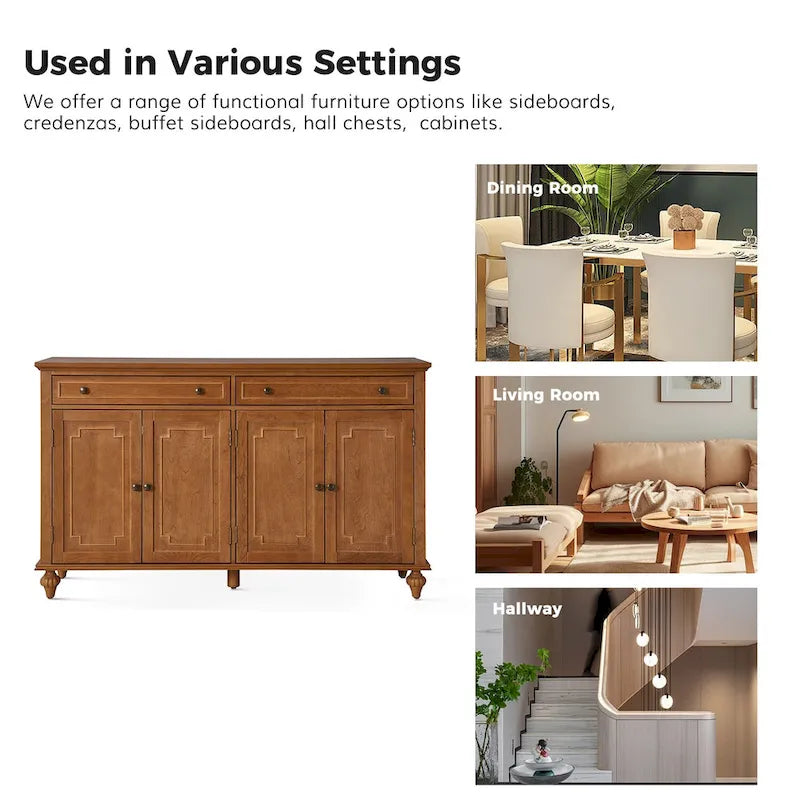 Buffet Ruby 58 traditionnel à 2 tiroirs et étagères réglables par HULALA HOME