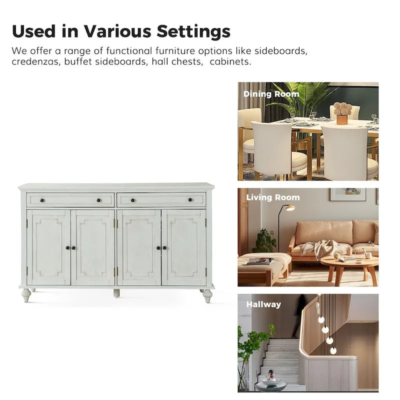 Buffet Ruby 58 traditionnel à 2 tiroirs et étagères réglables par HULALA HOME