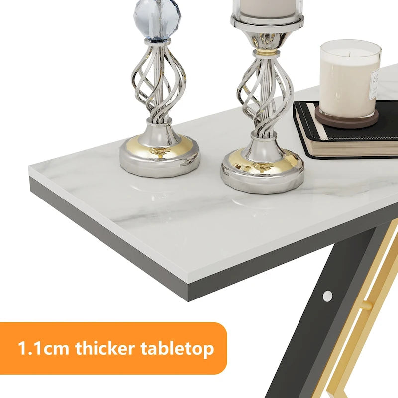 Console en pierre frittée avec piètement géométrique - 120 x 30 x 78 cm