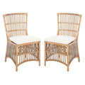 Fauteuil d'appoint SAFAVIEH Patty en rotin avec coussin (lot de 2) - 50 cm (L) x 56 cm (P) x 90 cm (H) - 51 cm (L) x 56 cm (P) x 91 cm (H)