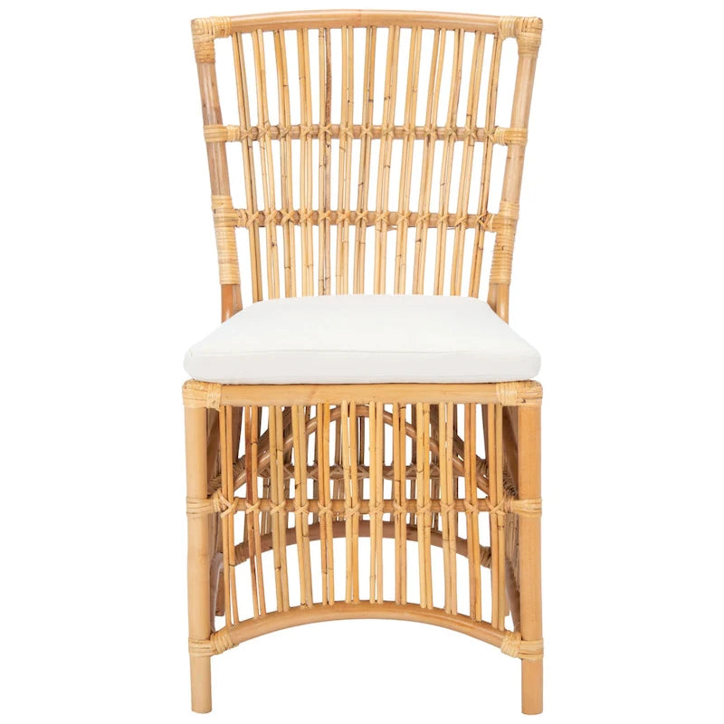Fauteuil d'appoint SAFAVIEH Patty en rotin avec coussin (lot de 2) - 50 cm (L) x 56 cm (P) x 90 cm (H) - 51 cm (L) x 56 cm (P) x 91 cm (H)